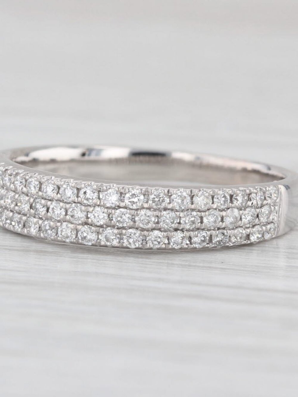 0.33ctw Pave Diamond Wedding Band 14k White Gold Sz 8 Stackable Annivesary Ring